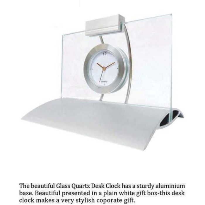 Glass Quatz Aluminium Desk Clock