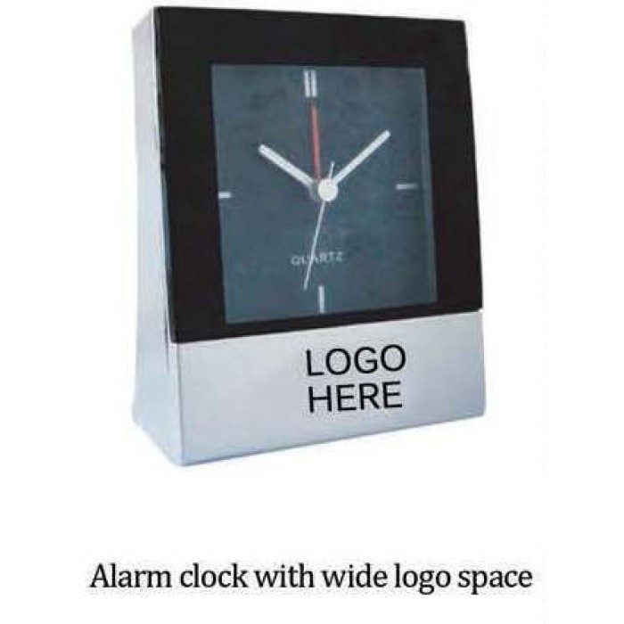 Alarm clock with wide logo space