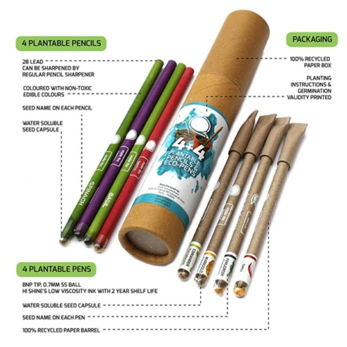 4 plantable pencils packing